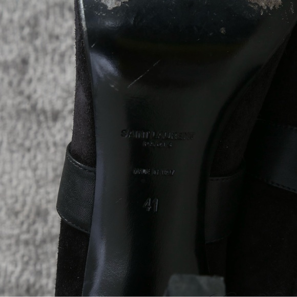 SAINT LAURENT PARIS BLACK SUEDE AND LEATHER STRAPPY JODHPUR BOOTS 41 / 10 US - Picture 6 of 8